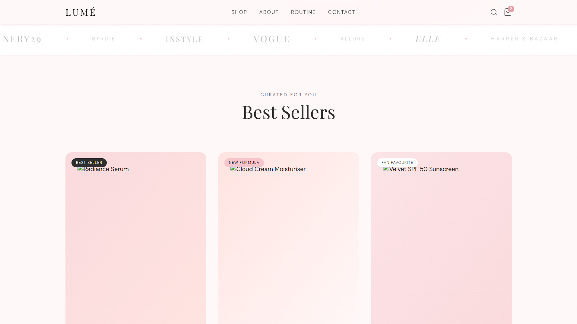 Lume website products